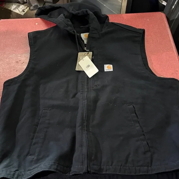 Carhartt black Zip-Up Hooded fleece lined vest. Vintage! - Picture 4 of 4